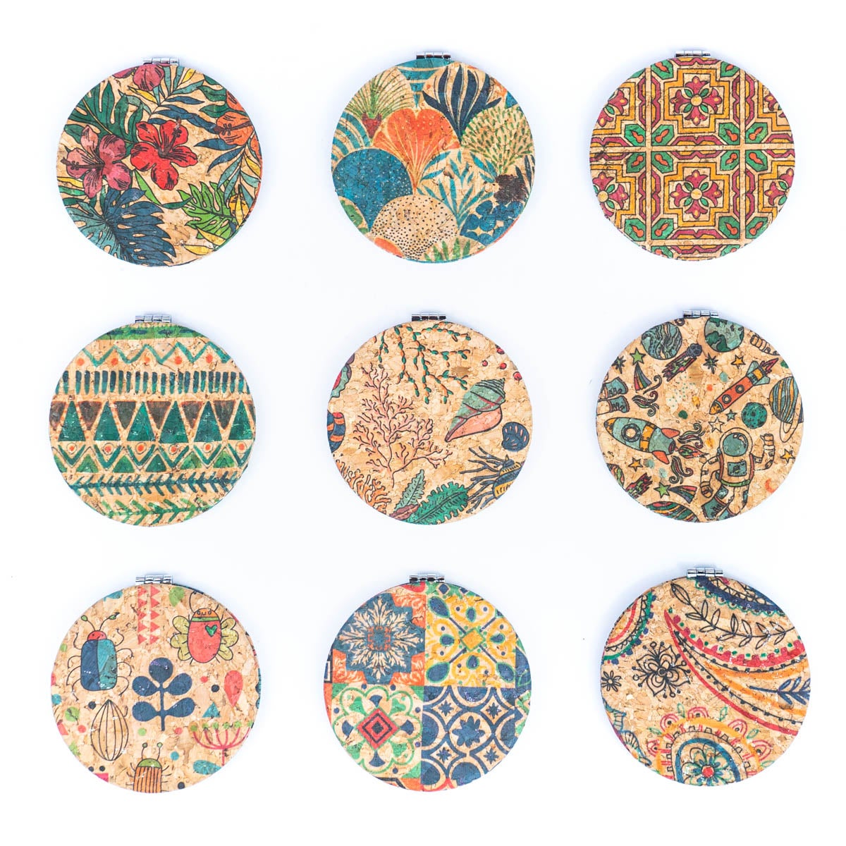 Mirror Random Pattern Round Mirrors Random Pattern | The Cork Emporium